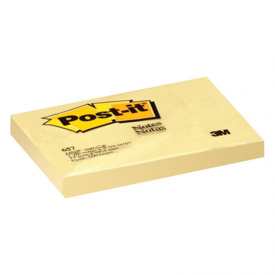 Αυτοκόλλητα Σημειώσεων - Σημειώσεις Post-it 657 κίτρινα 76x102(100φ) Αυτοκόλλητες Σημειώσεις